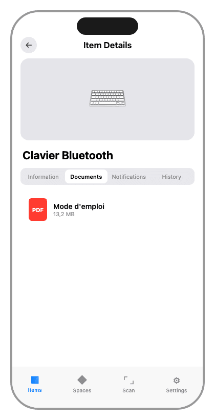 RunYourStock - Fiche détaillée d'un objet